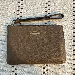 Coach Dark Brown Leather Wristlet